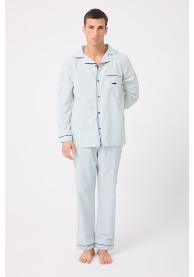 L'espadon Marısılk Premium Dokuma Uzun Kollu Uzun Paçalı Erkek Pijama Takımı-3185 Nane Yeşili