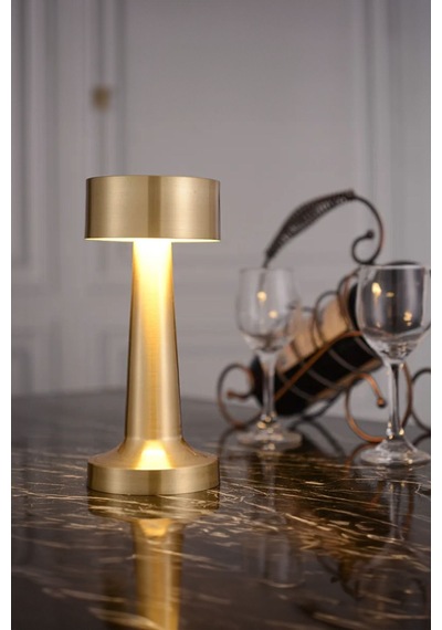 Hl-007g Dekoratif Metal Gold Kablosuz Masa Gece Lambası Dekoratif Led Gold