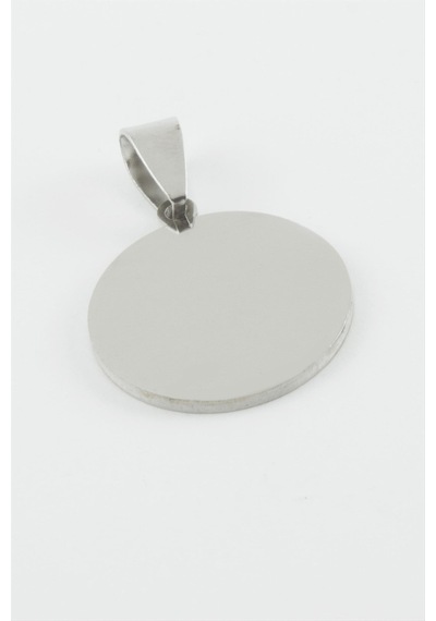 Yuvarlak - 255 - İsim Yazılabilir Çelik Kolye Ucu 3 Cm - Nazblsmm - Gümüş Rengi