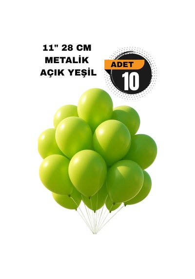 Metalik Balon 11 İnc 28 Cm 10 Adet Parti Doğum Günü Kutlama Süsleri Yeşil