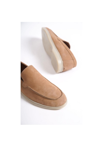 Mubiano Hakiki Deri - Mbkry22103bj Bej Nubuk Erkek Loafer Bej