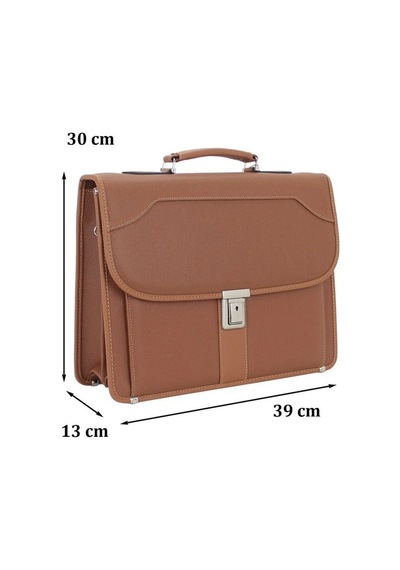 Case Club Notebook Laptop Evrak Çantası 15.6'inç 5 Bölmeli Su Geçirmez Omuz Askılı Taba