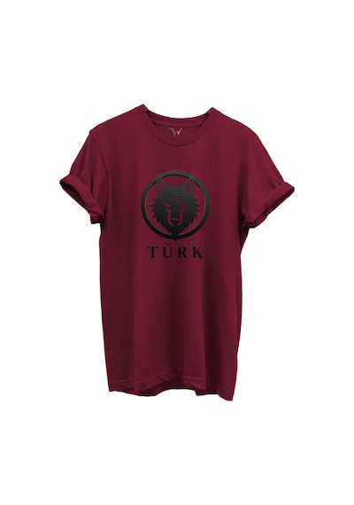 Kurt Ve Türk Özel Koleksiyon Serisi-3 Tasarım Baskılı %100 Pamuk T-shirt Bordo