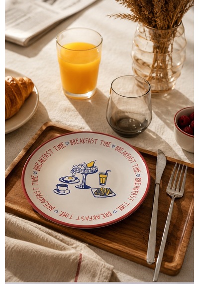 Keramika Breakfeast Time Pasta Tabağı 20 Cm 4 Adet 23454 Çok Renkli