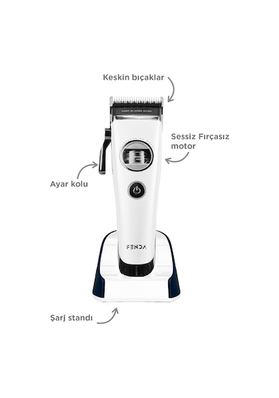 Fenda Saç Ve Sakal Kesme Makinesi Seti Beyaz Fndsacksset014
