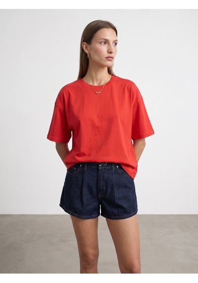 Dilvin 31017 %100 Pamuk Basic T-shirt-kırmızı