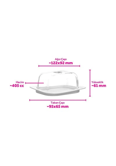 Lav Pera Cam Saklama Kabı Tekli Küçük Boy 405 ml Beyaz Plastik Kapaklı (Tereyağlık )
