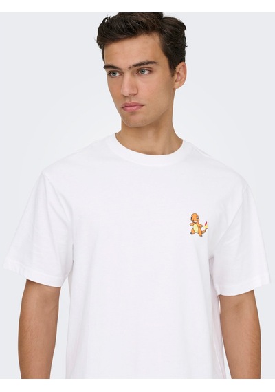 Only & Sons Pokemon Life Erkek Beyaz Tişört 22037659-bwr