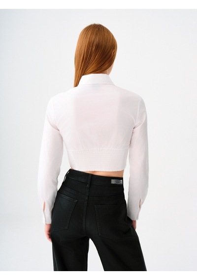 Slim Fit Kadın Gömlek U.kol Beyaz