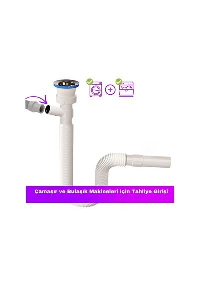 Güçlü Plastik Çamaşır Makinesi Girişli Körüklü Lavabo Sifonu Diğer