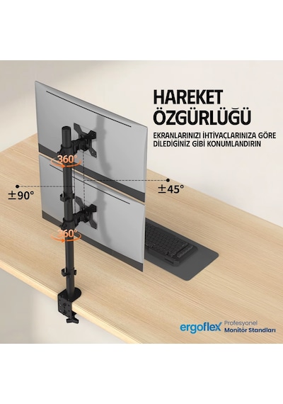 Ergoflex Ef63 Steel Design 2-8 Kg Asansörlü 13"-32" Monitör Stand