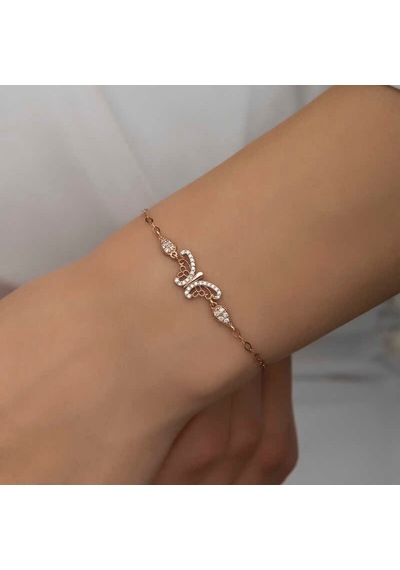 Gümüş Rose Kelebek Kadın Bileklik Çok Renkli 03824998