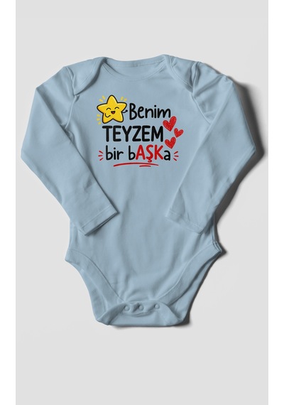 Morivokids Benim Teyzem Bir Başka Uzun Kollu Çıtçıtlı Bebek Body Bebe Mavisi