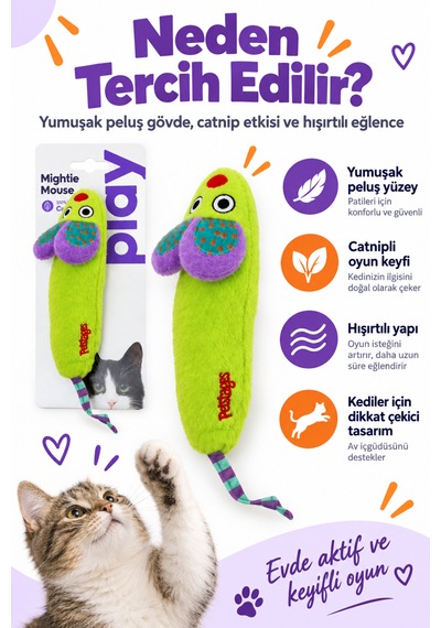 Petstages Mightie Mouse Catnipli Hışırtılı Peluş Kedi Oyuncağı