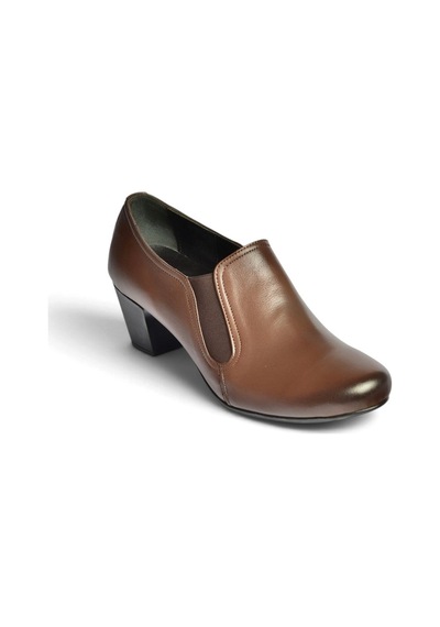 Fox Shoes Z324942003 Kahverengi Hakiki Deri Kalın Topuklu Kadın Ayakkabı
