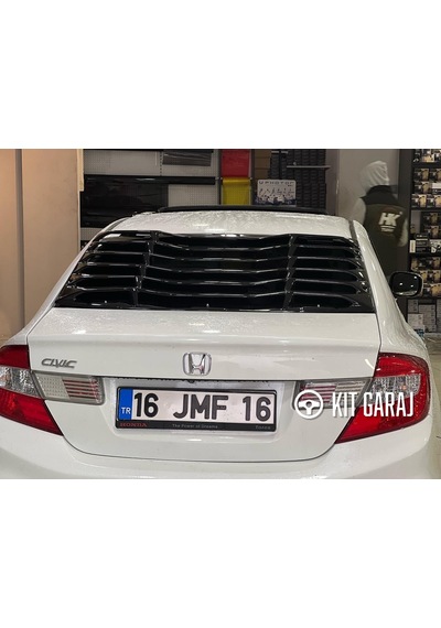 Honda Civic Fb7 2012-2016 Plastik Arka Cam Vizoru - Parlak Siyah Piano Black