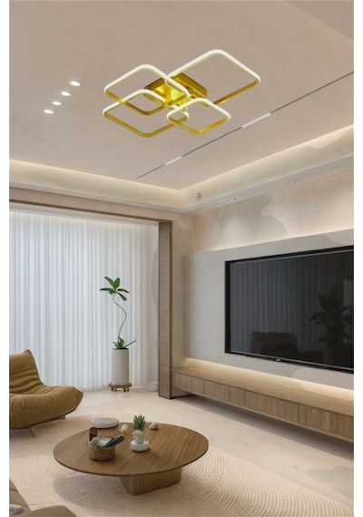 Ey Shop Eskitme 4 Lü Kare Model 3 Renk Led Avize Eskitme Gold