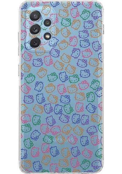 Samsung Galaxy Uyumlu A72 Kamera Korumalı Kapak Hello Kitty Tasarımlı Şeffaf Kılıf Şeffaf