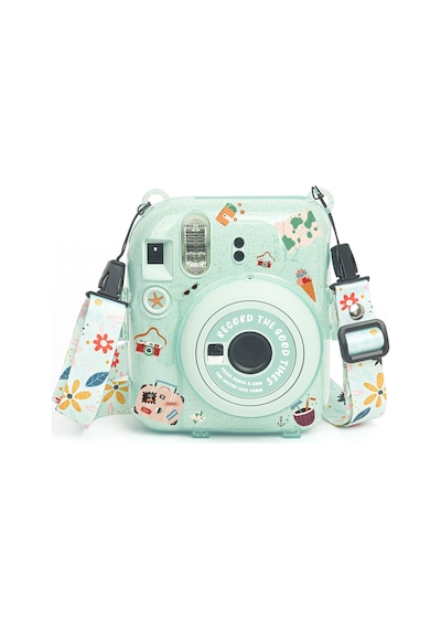 Fujifilm Instax Mini 12 Fotoğraf Makinesi + 10'lu Film + Kıskaçlı Stand + Pvc Albüm + Simli Pleksi Kılıf Seti Yeşil