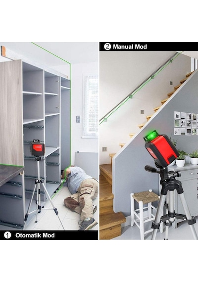 Kobb Kbl30gtp Otomatik Hizalamalı Yeşil Çapraz Çizgi Lazer Distomat + Tripod 25 M
