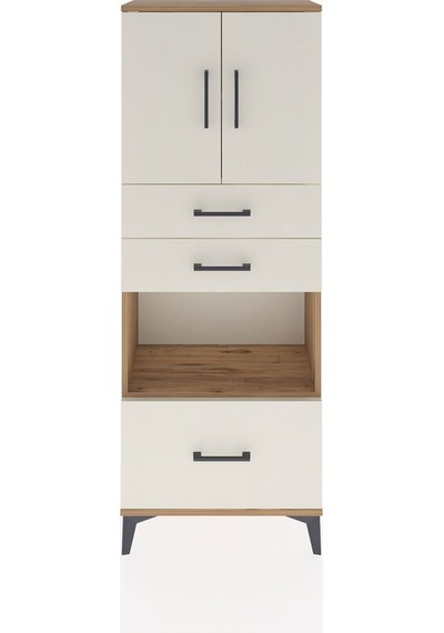 Arges Dolap 3 Raflı 3 Çekmeceli 2 Kapaklı 60x30x163 Çam-aytaşı Atlas Çam
