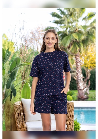 Aydoğan Kadın Mary Şortlu Cotton Lacivert Pijama Takımı 0129