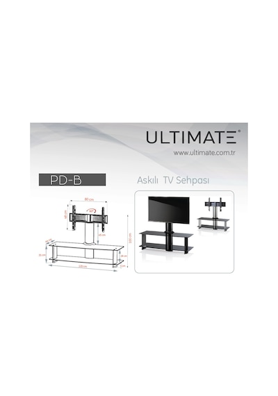 Eralpstore Ultimate Pd-B Askılı Tv Sehpası (55'' - 75'' Uyumlu) Siyah Eralpstore Ultimate Pd-B Askılı Tv Sehpası (55'' - 75'' Uyumlu) Siyah