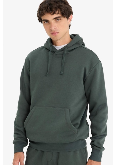 Defacto Regular Fit Kapüşonlu İçi Yumuşak Tüylü Kanguru Cepli Basic Düz Sweatshirt X8283az25augn1155 Yeşil