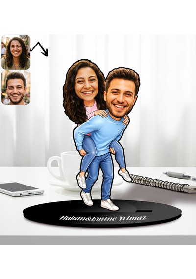 Bk Gift Kişiye Özel Sevgili Mutluluk Ve Aşk Temalı Karikatür Ahşap Biblo
