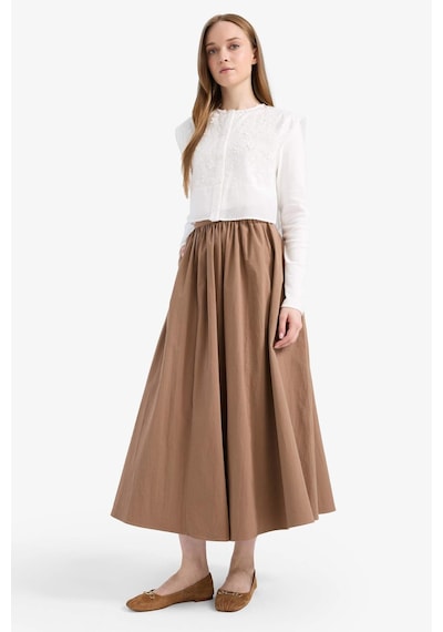 DeFacto A Kesim Esnek Belli Poplin Maxi Tesettür Etek E7453AX25SMBN589