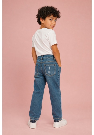 Eray Alp Kids Erkek Çocuk Yıkamalı Yırtık Detaylı Kot Jean Pantolon Günlük Rahat Kombin Mavi Eray Alp Kids Erkek Çocuk Yıkamalı Yırtık Detaylı Kot Jean Pantolon Günlük Rahat Kombin Mavi