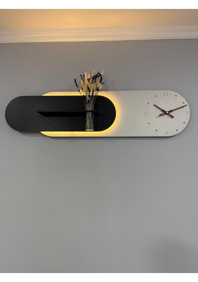 Kardelen Ahşap Pilli Ledli İskandinav Tarzı Salon Duvar Rafı Modern Çiçeklik 112 X 28 Cm Paris Grisi - Antrasit