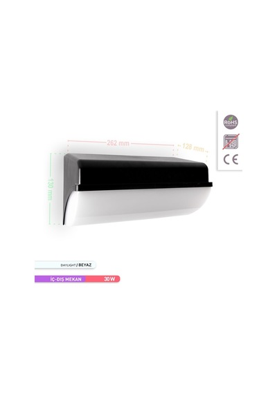 ACK 30W LED Duvar Armatürü 6500K Beyaz Işık Dekoratif Dış Mekan B Beyaz
