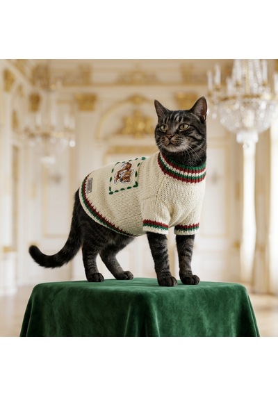 Lady Fify Kedi Ve Köpek İçin Aslanlı Krem Kazak