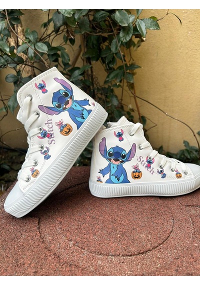Scarpe Magiche Kız Çocuk Stitch Baskılı Günlük Spor Ayakkabı Sevimli Karakter Desenli Beyaz Scarpe Magiche Kız Çocuk Stitch Baskılı Günlük Spor Ayakkabı Sevimli Karakter Desenli Beyaz