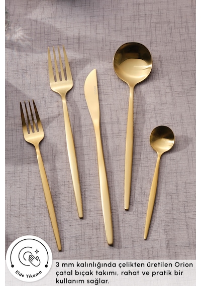 Karaca  Orion 30 Parça 6 Kişilik Çatal Kaşık Bıçak Takımı Matte Gold