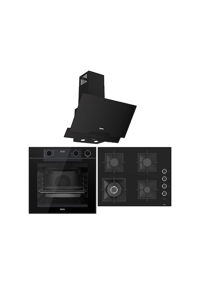 Fryart QEP64CS - SC405-WFA - D063-SA  Siyah Cam Ankastre Set