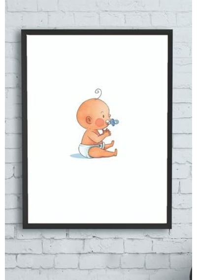Küçük Bebek Çocuk Odası Çerçeveli Tablo 21x30cm -