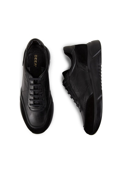 Deery Hakiki Deri Siyah Erkek Sneaker Ayakkabı - 01962msyhe02 Siyah