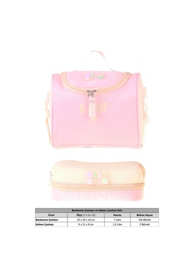 Calacilo K-pop Pink Kız Çocuk Pembe Renk Beslenme Çantası Ve Kalemlik Seti - Setcc-c4108