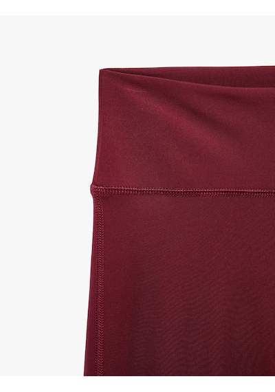 Koton Yüksek Bel Slim Fit Dikiş Detaylı Spor İspanyol Paça Tayt Bordo 7wak40230nk