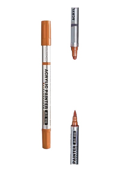 Çift Taraflı Akrilik Marker Kalemi - 1 Adet- Turuncu Karışık