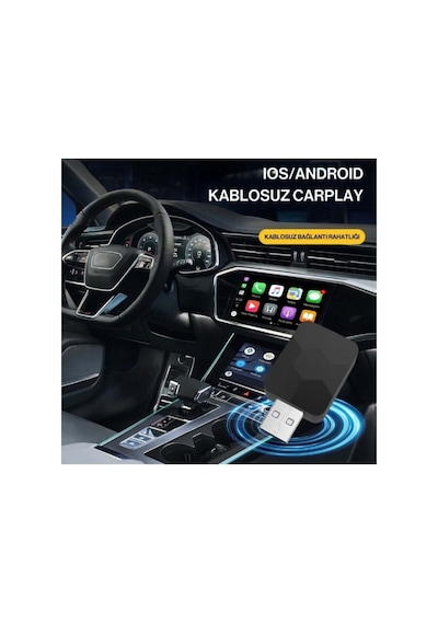 Kablosuz Carplay Ve Android Auto Adaptörü Usb Tak Çalıştır Araç Multimedya Dönüştürücü Wireless Carplay Dongle - 883201531