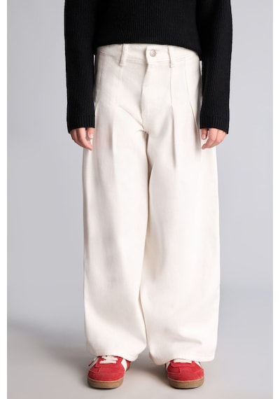 Defacto Wıde Leg Cepli Gabardin Geniş Paça Pantolon Kız Çocuk I2678a826auer105 Ekru-er105