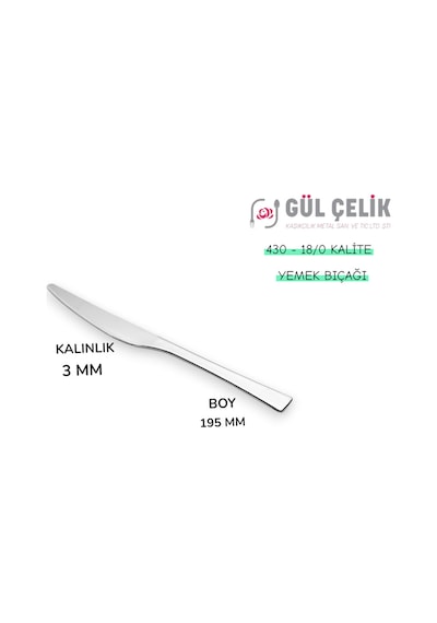 Yemek Bıçağı 12 Parça 12 Kişilik 18/0 Kalite 3 Mm Kalınlık Paslanmaz Çelik