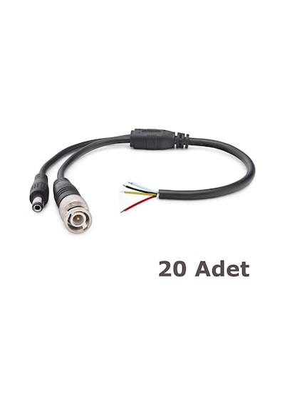 Hazır Bnc Ve Power Jack Kablo - Güvenlik Kamera Kablosu - 20 Adet
