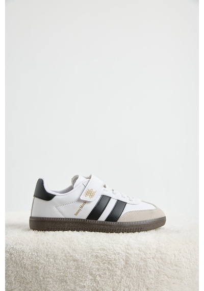 Tonny Black Termo Taban Yanı Şeritli Cırtlı Bağcıklı Sneaker Çocuk Unisex Beyaz Siyah Sneaker Tbzer040 Beyaz - Siyah