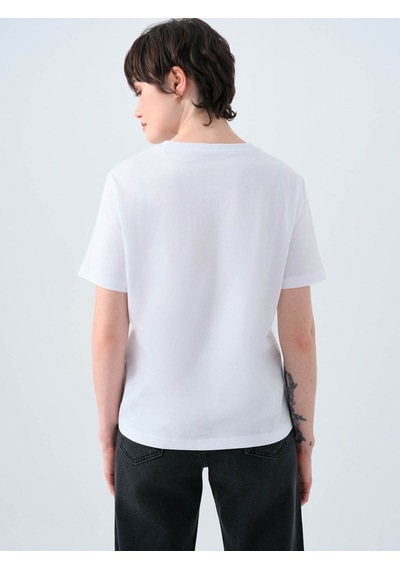 Loft Regular Fit Beyaz Kadın T-shirt Lf2039129 Beyaz