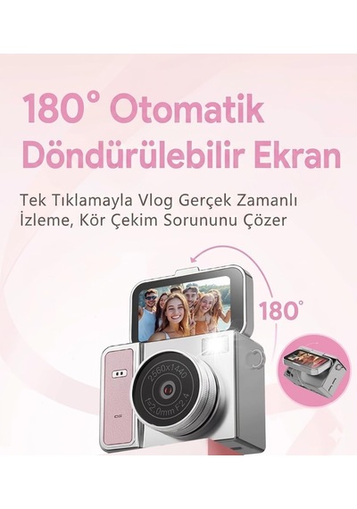 Vothoon 2k Mini Dijital Retro Video Kamera Flaşlı Dijital Vlog Mini Fotoğraf Makinesi Türkçe Me