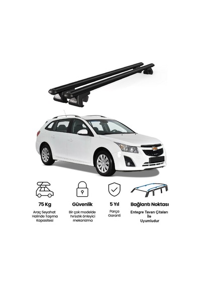 Venüs Chevrolet Cruze Station Wagon 2012-2015 Uyumlu Siyah Ara Atkı Port Bagaj Tavan Barı